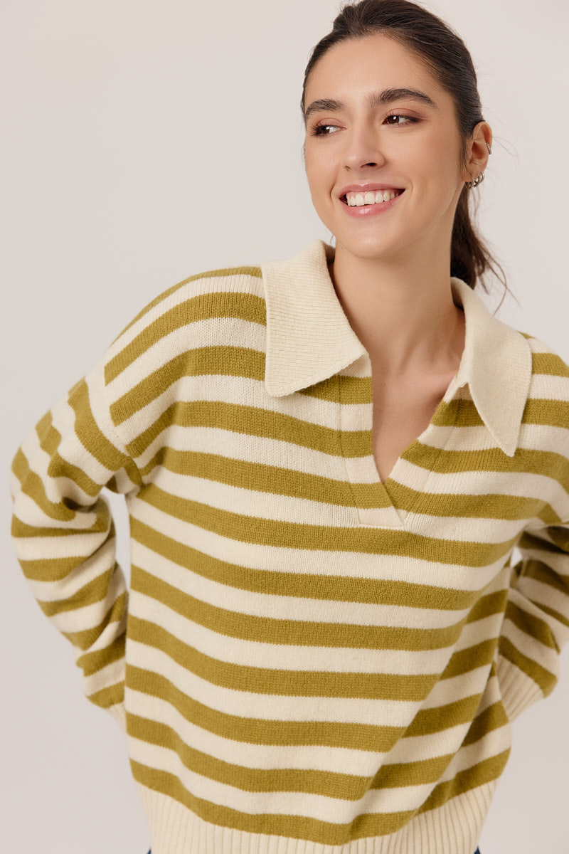 JERSEY RAYAS ELONIE COLOR OLIVA/CRUDO 1